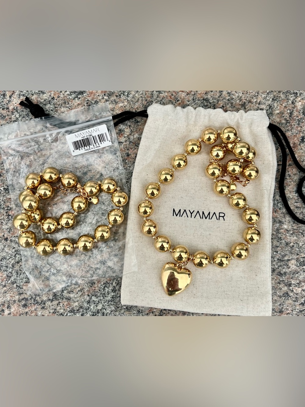 NEW ✨MAYAMAR✨ Set of 2 Beaded Heart Pendant Necklaces - Picture 3 of 5